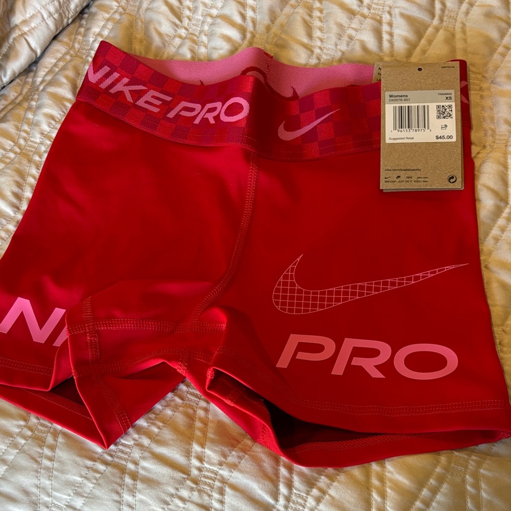 Nike Red Pro Compression Shorts- 3”